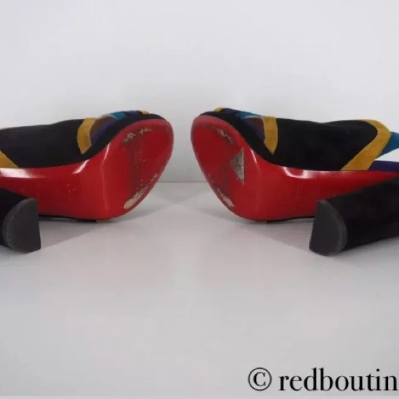 Christian Louboutin mod open toe block heel sandals - Picture 6 of 7